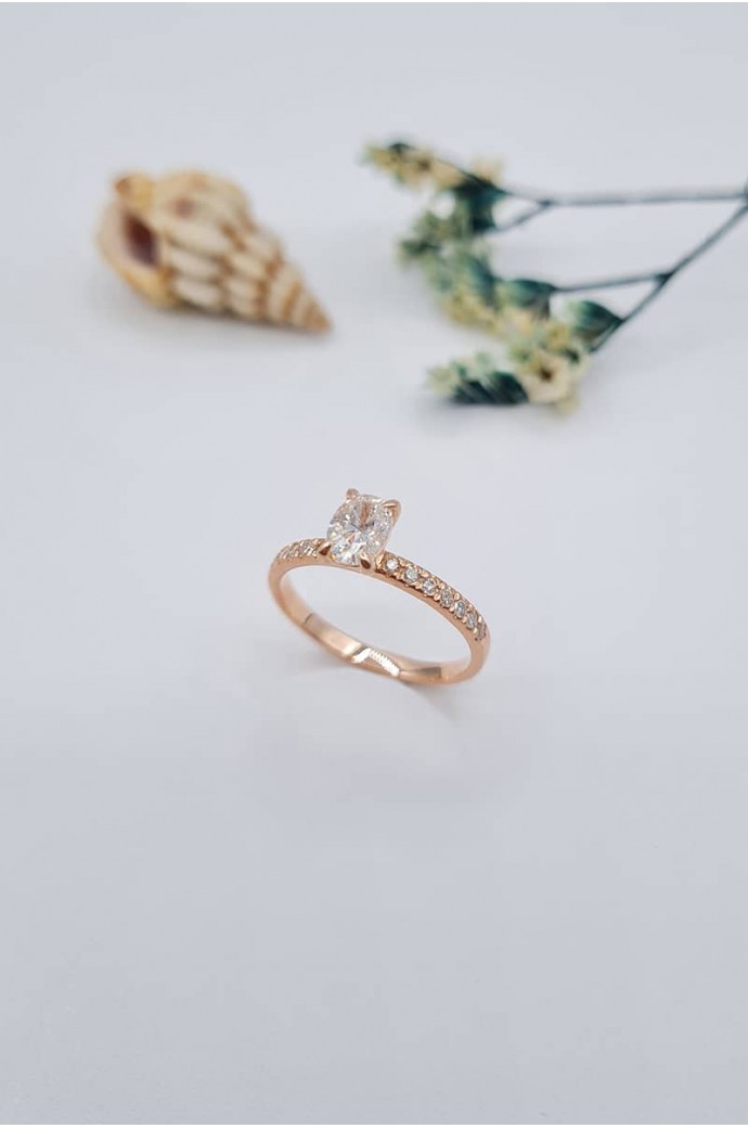 Tektaş Pırlanta Yüzük Oval Kesim 0,62 Karat 