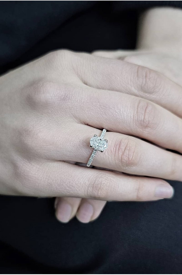 Tektaş Pırlanta Yüzük Oval Kesim 1,15 Karat 