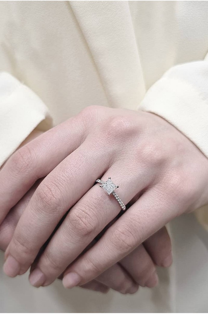 Tektaş Pırlanta Yüzük Prenses Kesim 1,00 Karat 