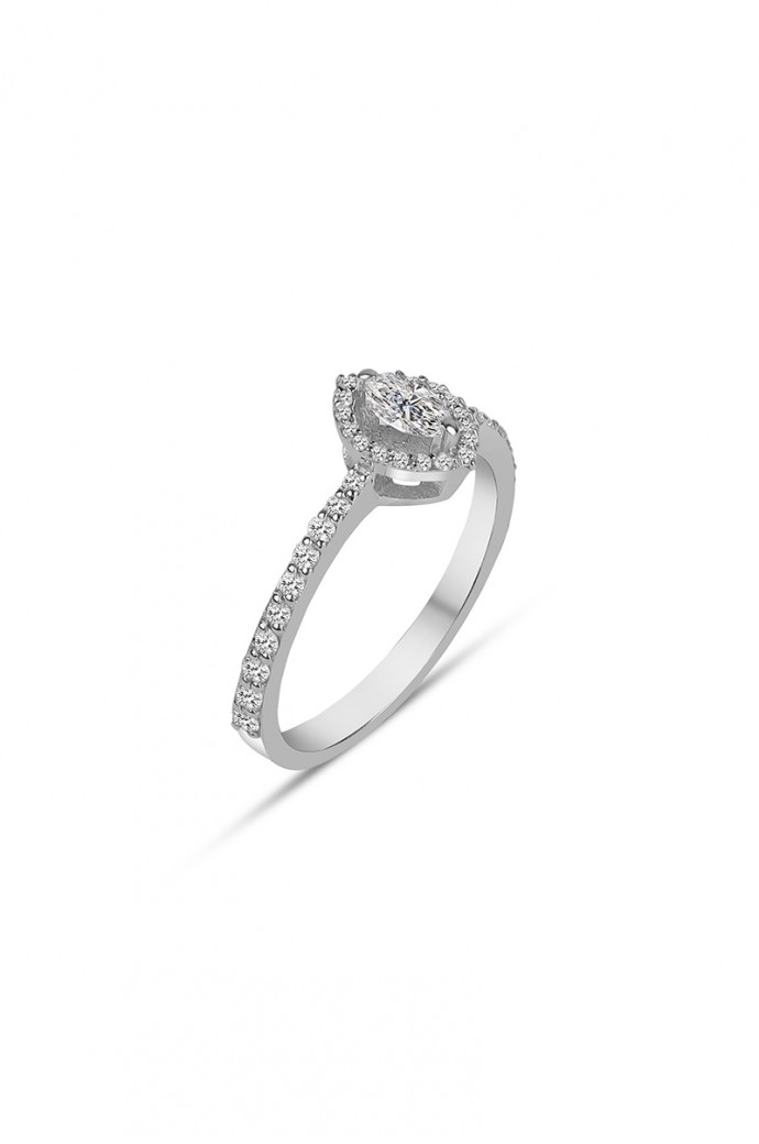 Tektaş Pırlanta Yüzük Markiz Kesim 0,45 Karat 