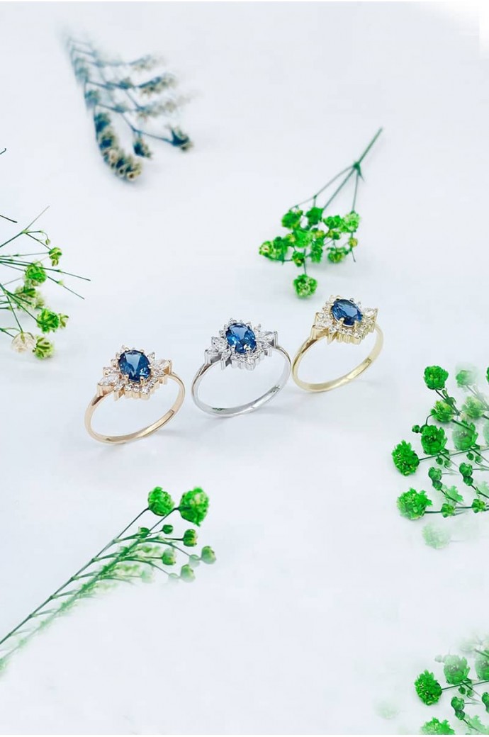 Mavi Topazlı Pırlantalı Yüzük 1,04 Karat 