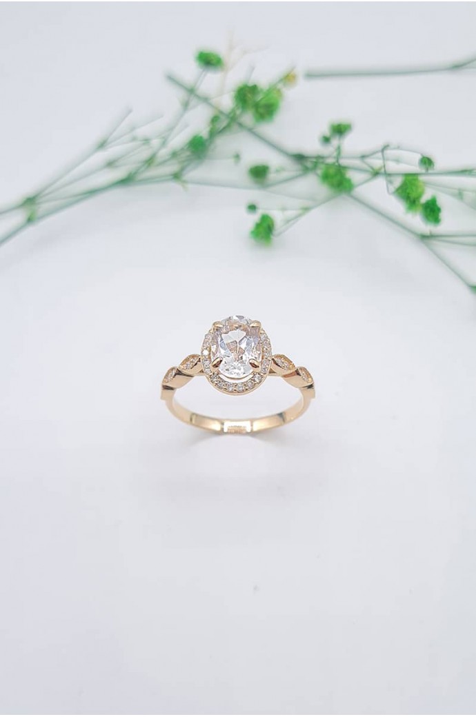 Beyaz Topazlı Pırlantalı Yüzük 1,75 Karat 