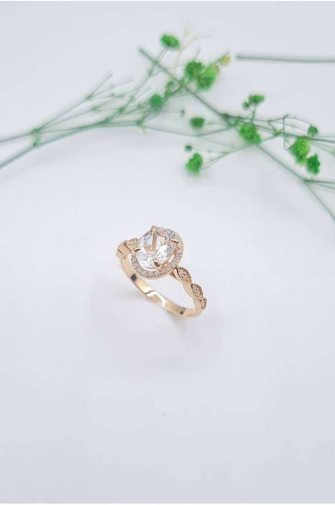 Beyaz Topazlı Pırlantalı Yüzük 1,75 Karat 