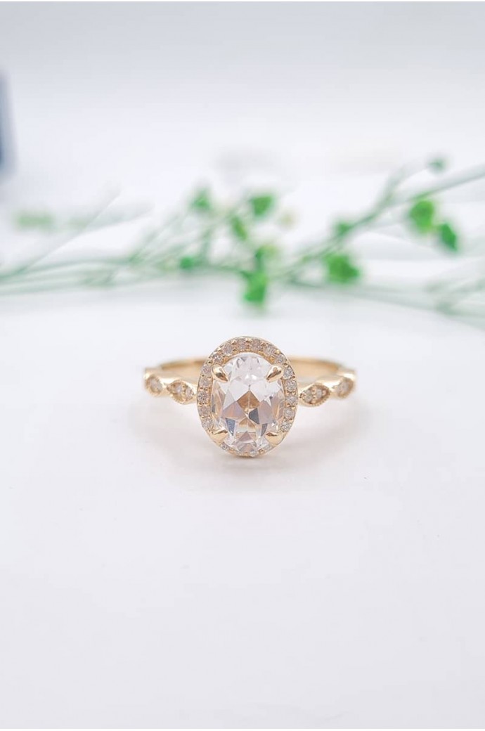 Beyaz Topazlı Pırlantalı Yüzük 1,75 Karat 