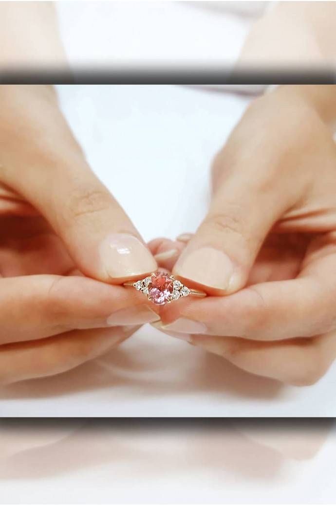 Turmalin Taşlı Pırlantalı Yüzük 0,37 Karat 