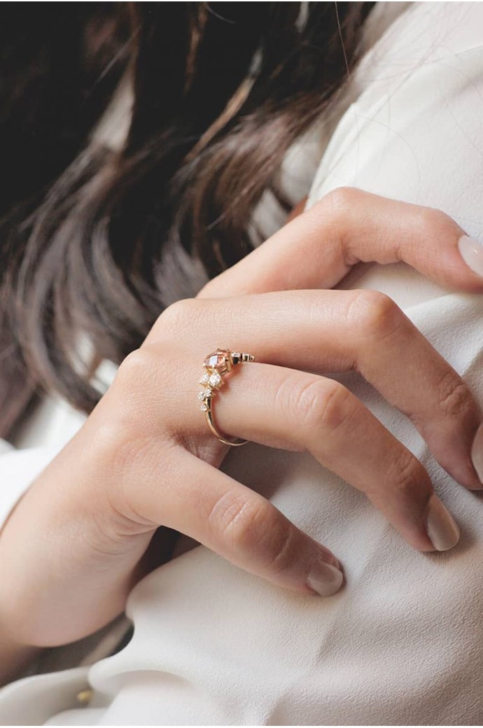 Turmalin Taşlı Pırlantalı Yüzük 1,09 Karat 