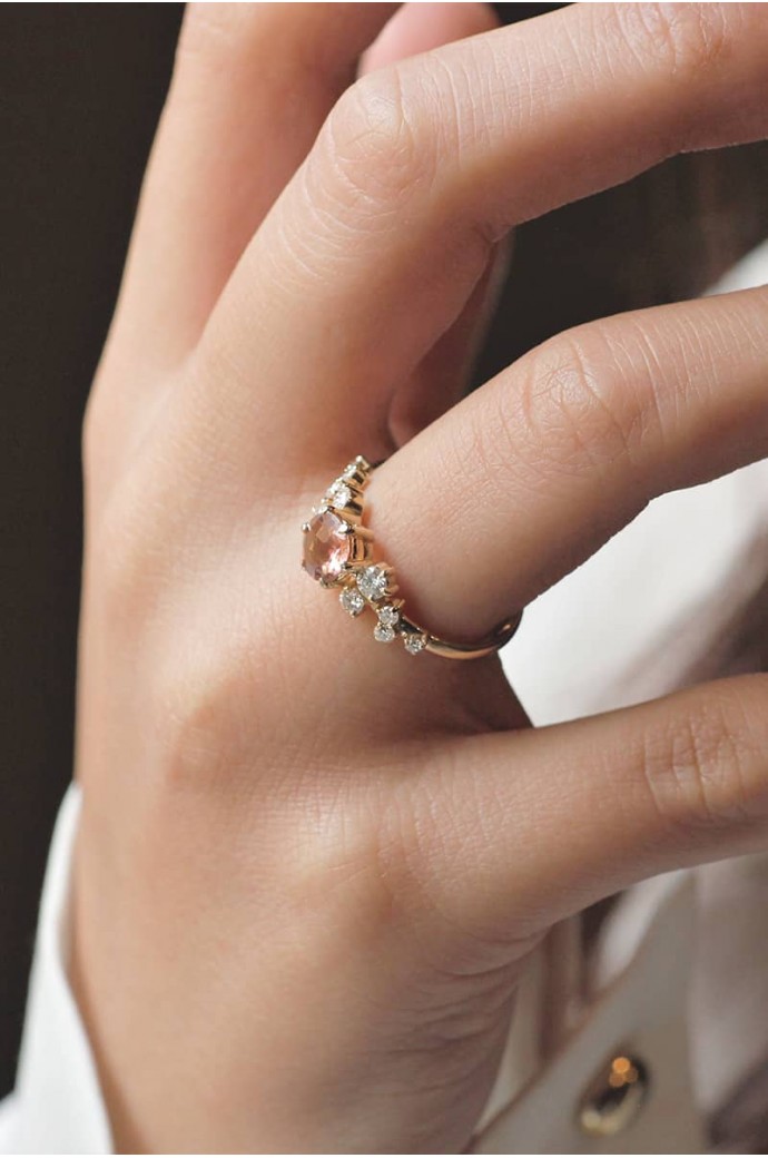 Turmalin Taşlı Pırlantalı Yüzük 1,09 Karat 