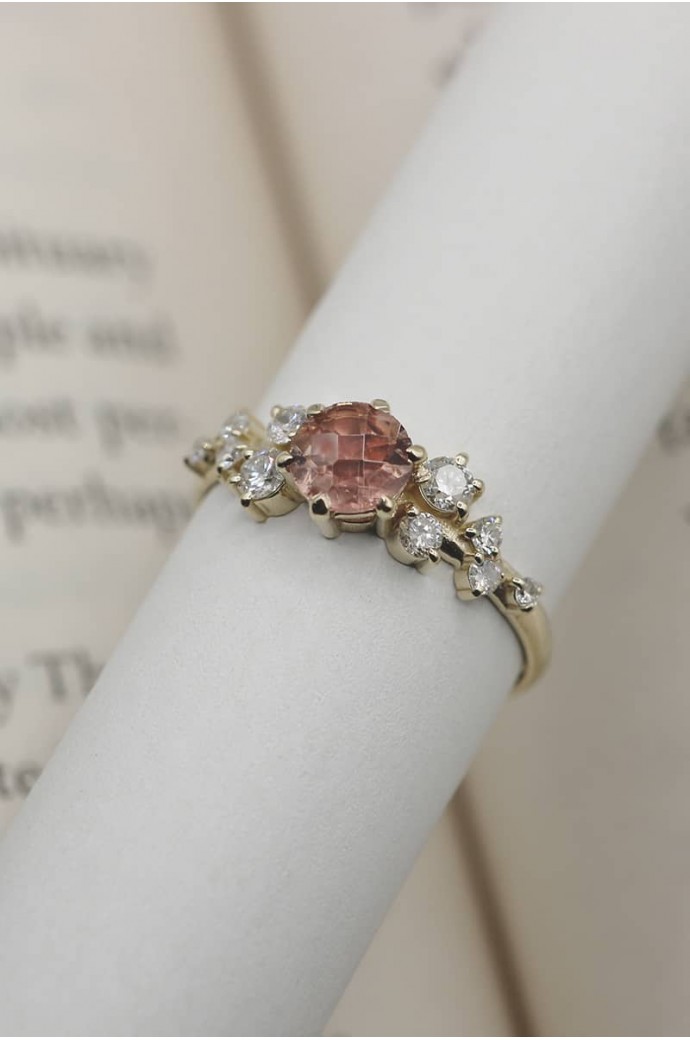 Turmalin Taşlı Pırlantalı Yüzük 1,09 Karat 