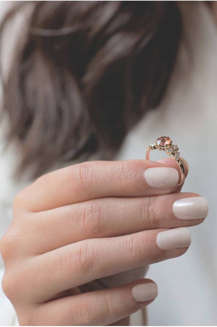 Turmalin Taşlı Pırlantalı Yüzük 1,09 Karat 