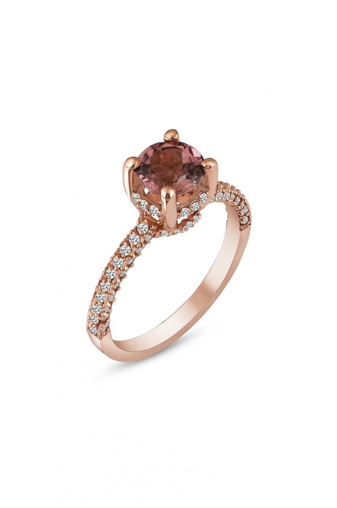 Turmalin Taşlı Pırlantalı Yüzük 1,31 Karat 