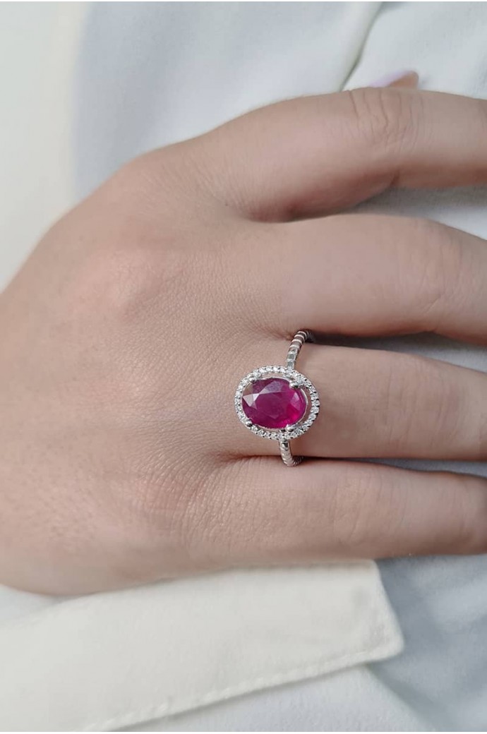 Yakutlu Pırlantalı Yüzük 1,30 Karat