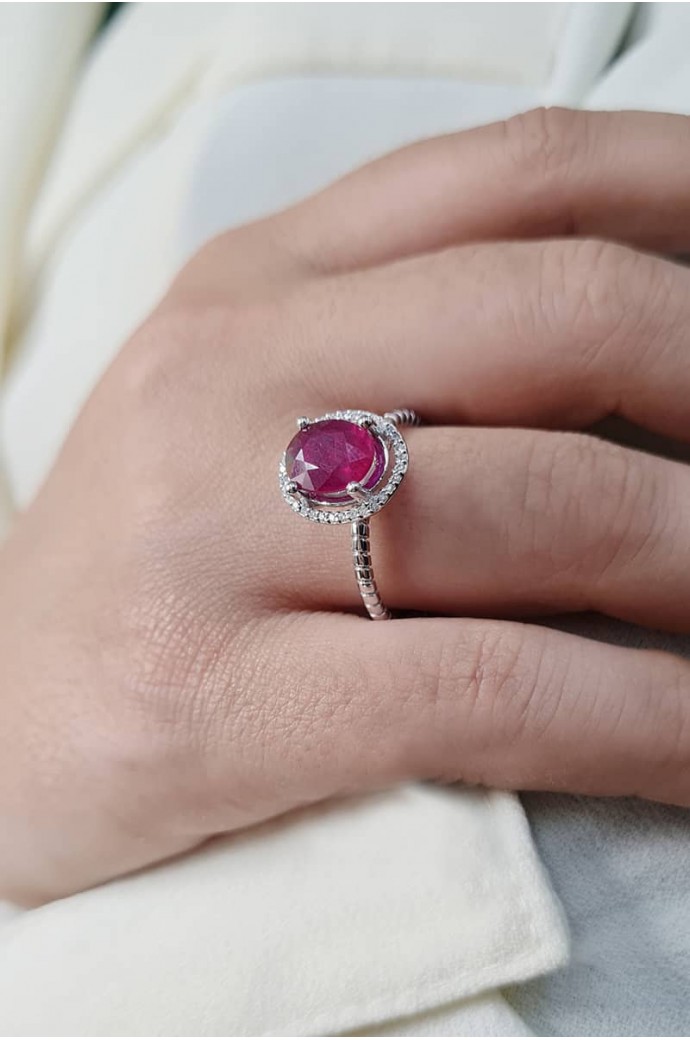 Yakutlu Pırlantalı Yüzük 1,30 Karat