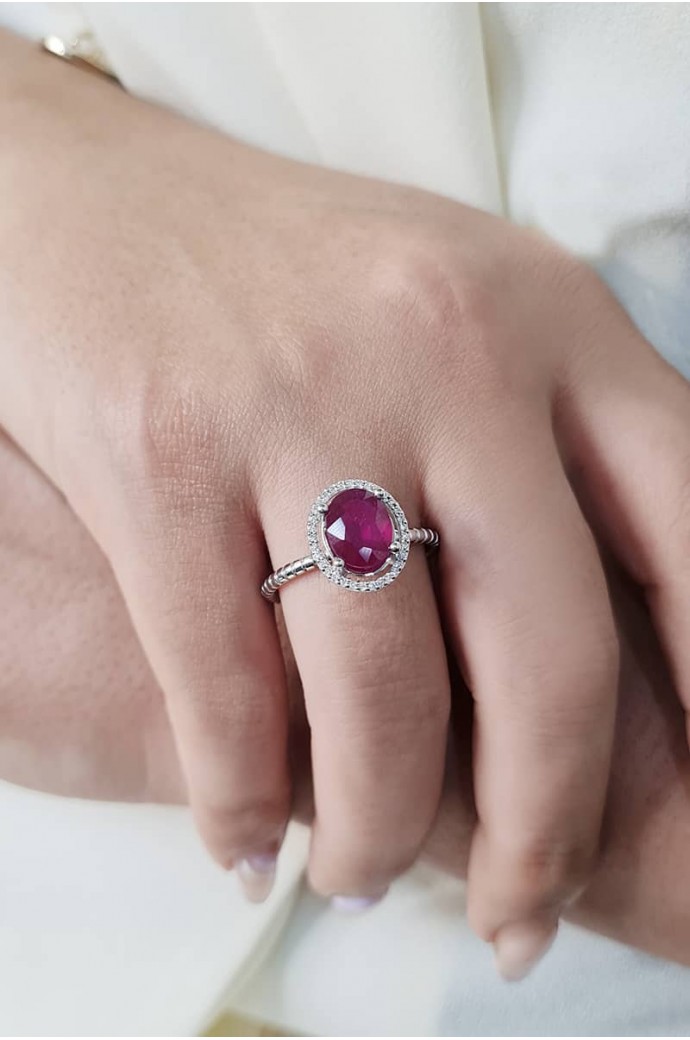 Yakutlu Pırlantalı Yüzük 1,30 Karat