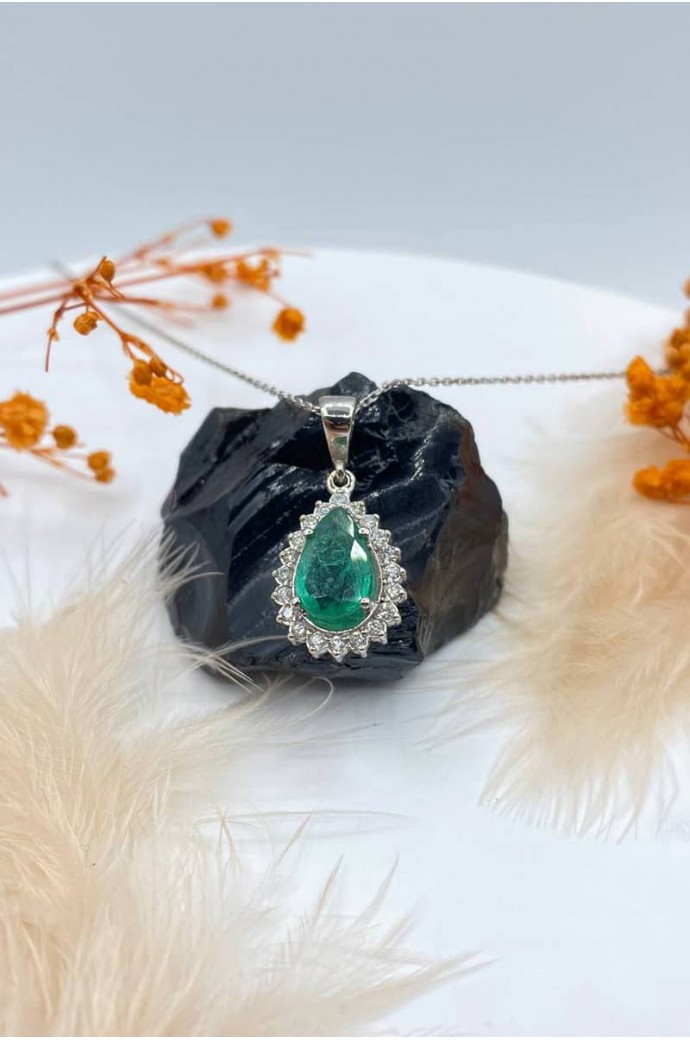 Zümrütlü Pırlantalı Kolye 1,25 Karat