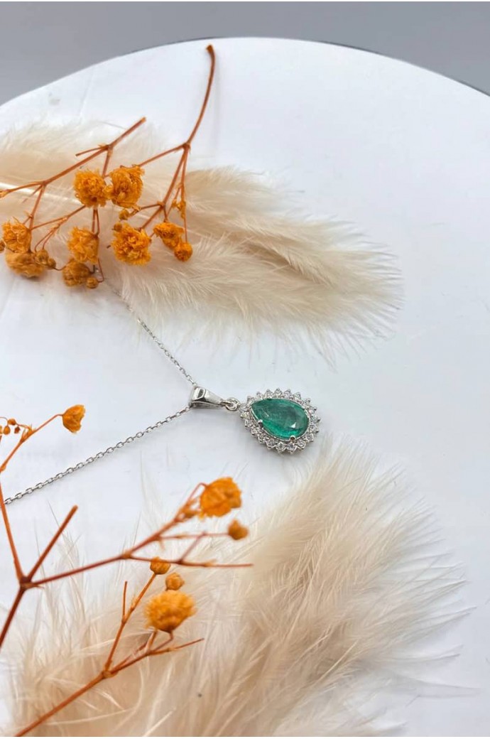 Zümrütlü Pırlantalı Kolye 1,25 Karat