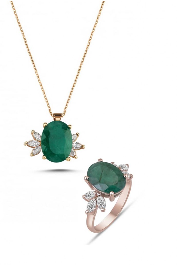 Zümrütlü Pırlantalı Mini Set 9,63 Karat