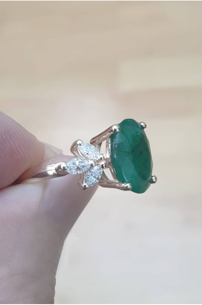 Zümrütlü Pırlantalı Yüzük 4,50 Karat