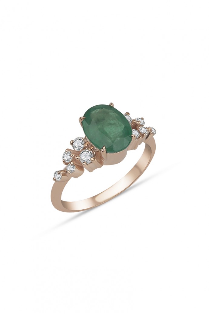 Zümrütlü Pırlantalı Yüzük 1,78 Karat