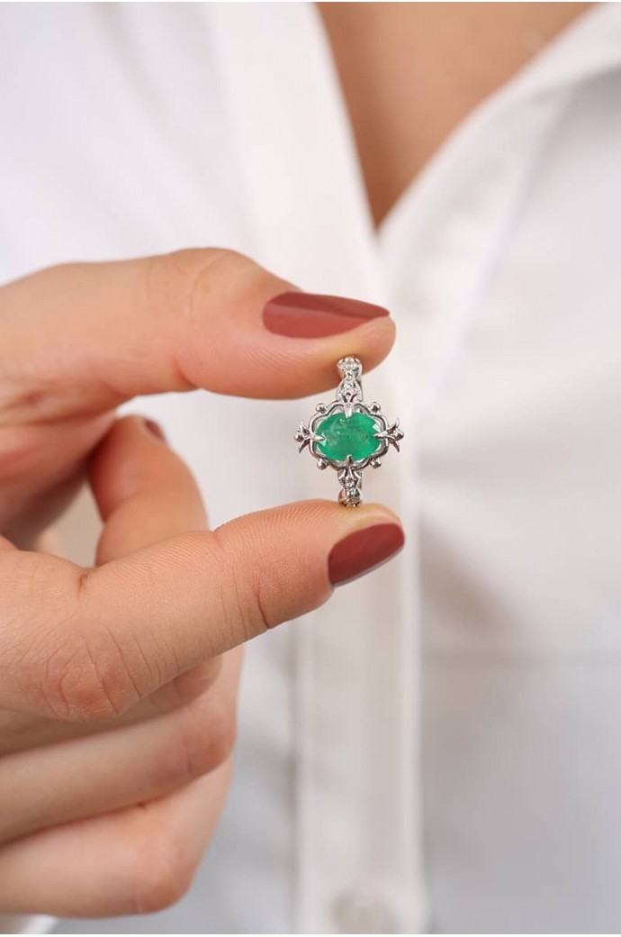 Zümrütlü Pırlantalı Yüzük 1,44 Karat